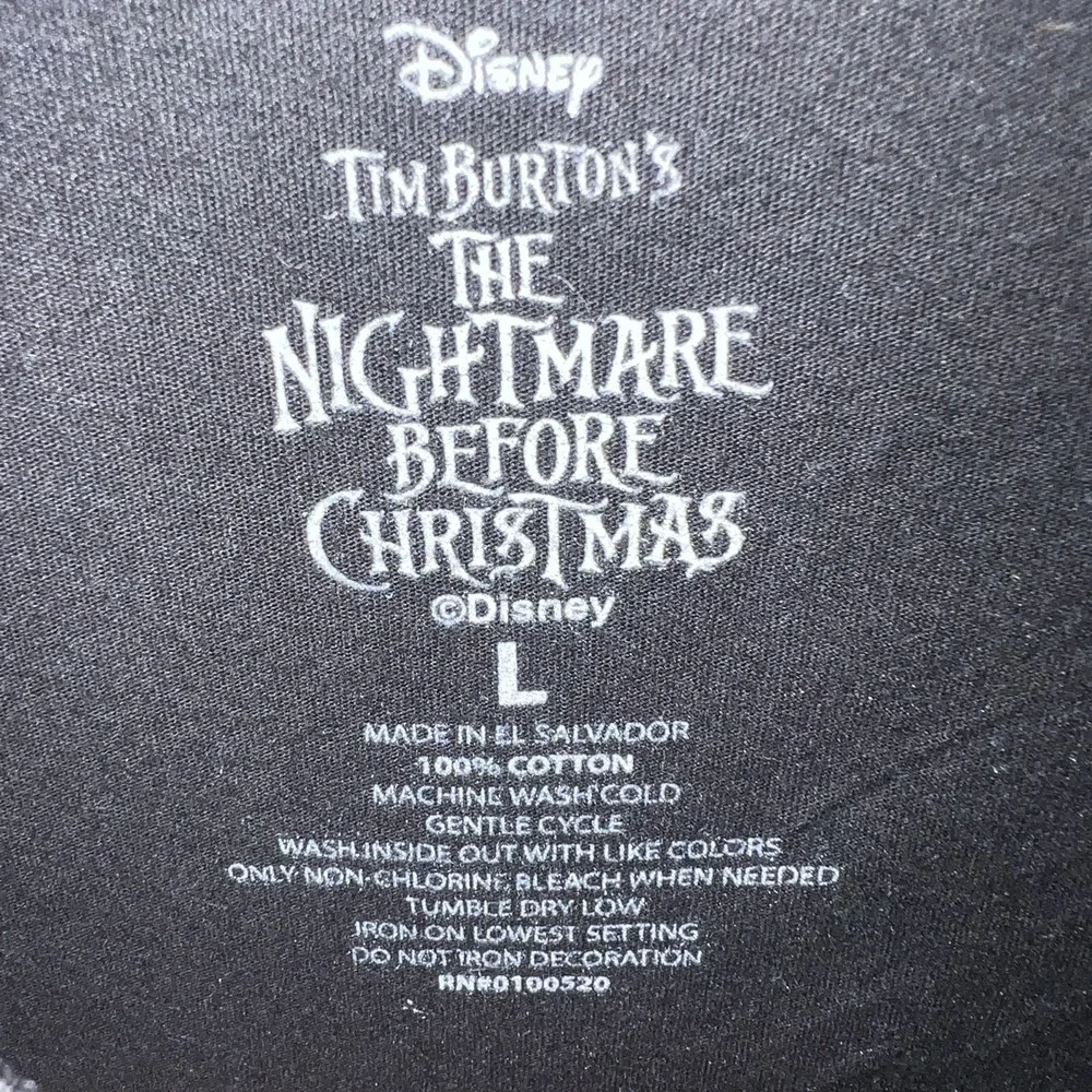 Disney Tim Burton Nightmare Before Christmas T Shirt Sz L‎ Jack & Sally 2-Sided